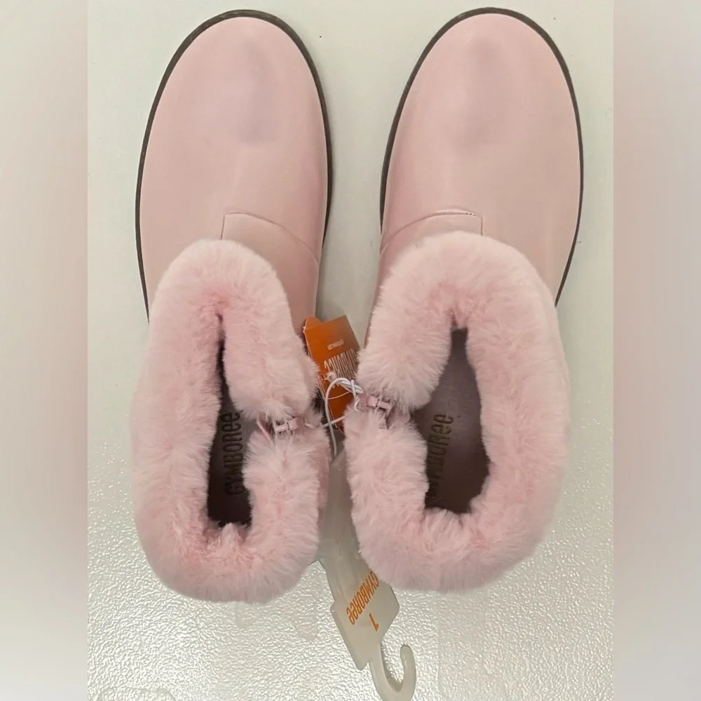 Gymboree Girls Faux Fir Ankle Boots, Pink, Size 1 - Picture 4 of 7